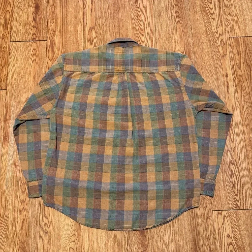 Territory Ahead Men's Button Down Shirt Medium Plaid Orange Country
